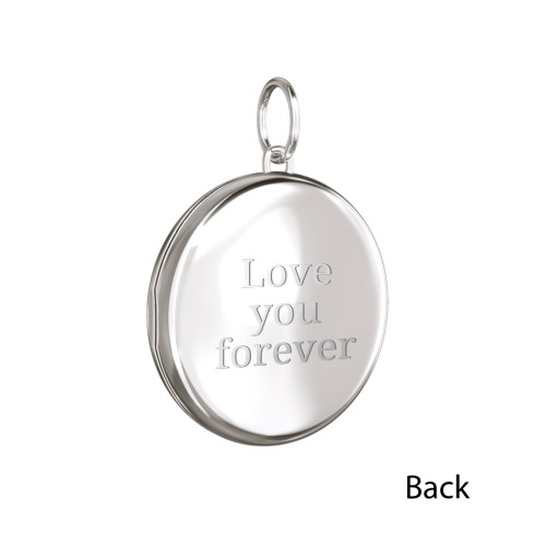 Engravable Round Photo Locket Charm – Sterling Silver