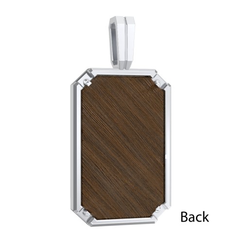 Men’s Engravable Framed Wood Pendant - Walnut – Sterling Silver