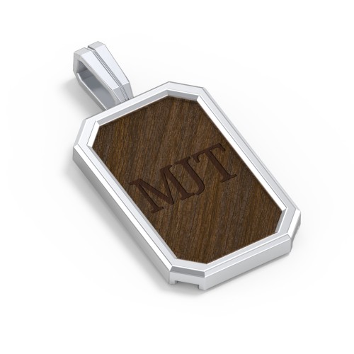 Men’s Engravable Framed Wood Pendant - Walnut – Sterling Silver