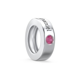 Engravable Ring Charm with a Birthstone in 925 Sterling Silver with Ruby