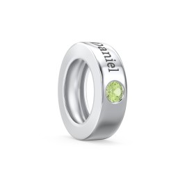 Engravable Ring Charm with a Birthstone in 925 Sterling Silver with Peridot