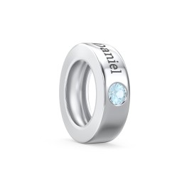 Engravable Ring Charm with a Birthstone in 925 Sterling Silver with Blue Topaz