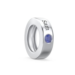 Engravable Ring Charm with a Birthstone in 925 Sterling Silver with Blue Sapphire