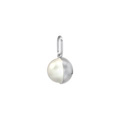 Engravable Half-Cup Pearl Charm – Sterling Silver with Freshwater Pearl