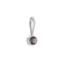 Bezel-Set Round Cut Charm (Dainty) in 925 Sterling Silver with Smokey Quartz