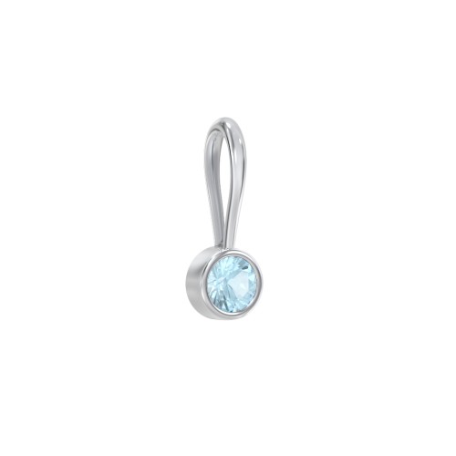 Bezel-Set Round Cut Charm (Dainty) – Sterling Silver with Blue Topaz
