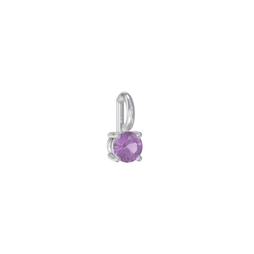 Round Cut Charm (Dainty) – Sterling Silver with Amethyst