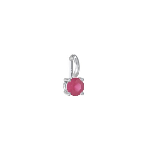 Round Cut Charm (Dainty) – Sterling Silver with Ruby