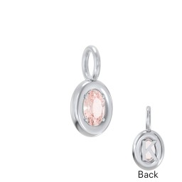 Oval Frame Stone Charm With Back Initial