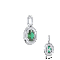 Oval Frame Stone Charm With Back Initial