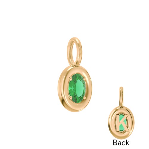 Oval Frame Stone Charm With Back Initial