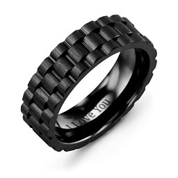Men's Gear Grooved Brushed Ceramic Band in Ceramic