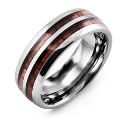 Men's Tungsten Ring with Koa Wood Inlay in Tungsten