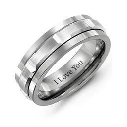 Men's Brushed Grooved Centre Ring