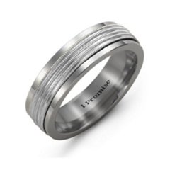 Men's Ribbed Inlay Tungsten Ring