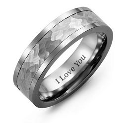 Men's Hammered Inlay Ring
