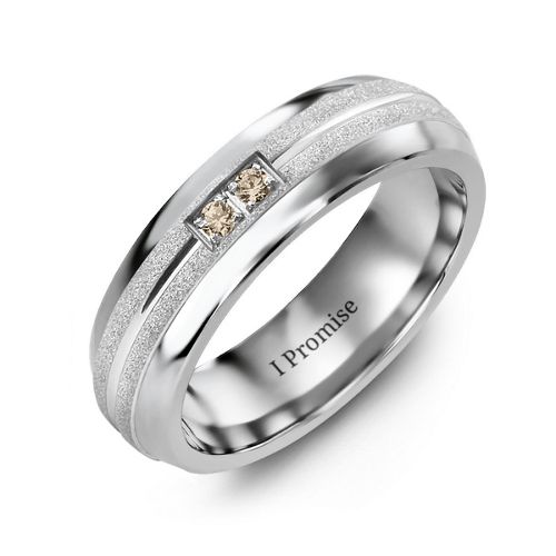 Men's Two Gemstone Ring with Banded Textured Inlay
