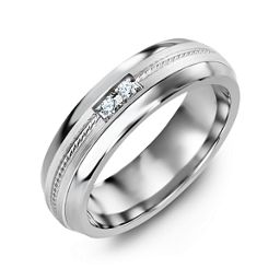 Men's Two Stone Ring with Rope Detail Inlay