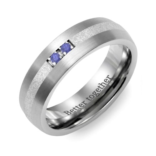 Men's 2-Stone Dome Ring With Sandblasted Inlay