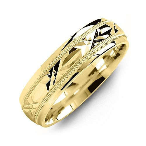 Men's Classic Diamond Cut Dome Ring – 10K Yellow Gold