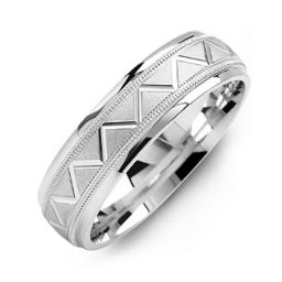 Men's Zig Zag Milgrain Ring