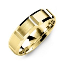 Men's Vertical Grooved Brushed Ring
