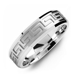 Men's Classic Greek Key Eternity Ring in 925 Sterling Silver