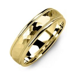 Men's Hammered & Milgrain Ring