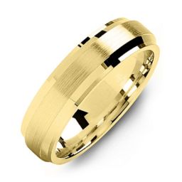 Men's Brushed Ring with Beveled Edges