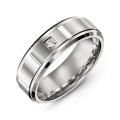 Men's Diamond Cut Gemstone Ring with Beveled edges – Sterling Silver with Cubic Zirconia