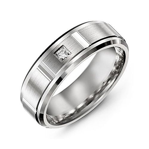 Men's Diamond Cut Gemstone Ring with Beveled edges – Sterling Silver with Cubic Zirconia