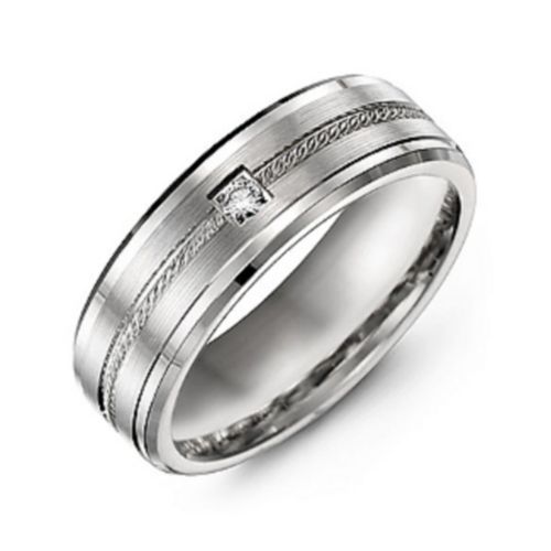 Men's Rope & Beveled Ring with Gemstone