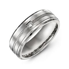 Men's Rope & Beveled Ring with Gemstone – 10K Yellow Gold with Cubic Zirconia
