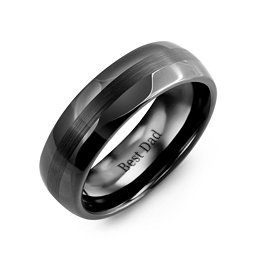 Men's Brushed & Polished Black Ceramic Ring in Ceramic