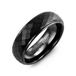 Men's Hammered Black Ceramic Wedding Ring