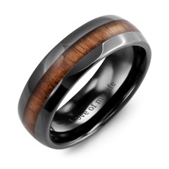 Men's Polished Koa Wood Black Ceramic Dome Band – Ceramic