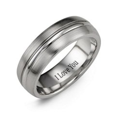 Men's Brushed Cobalt Ring with Polished Band