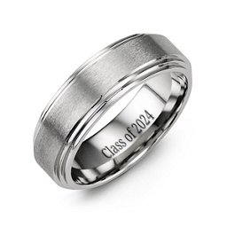 Men's Brushed Cobalt Ring with Stepped Edges