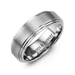 Men's Brushed Cobalt Ring with Stepped Edges in Cobalt