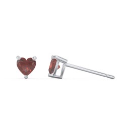 Kids Heart Birthstone Stud Earrings in 925 Sterling Silver with Garnet