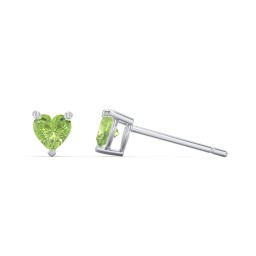 Kids Heart Birthstone Stud Earrings in 925 Sterling Silver with Peridot