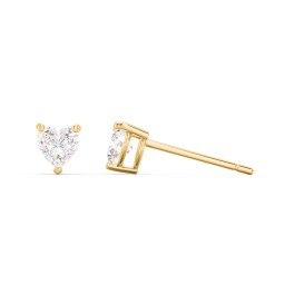 Kids Heart Birthstone Stud Earrings in 10K Solid Yellow Gold with Diamond