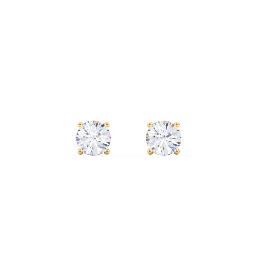 Kids Classic Birthstone Stud Earrings – 10K Yellow Gold with Diamond
