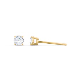 Kids Classic Birthstone Stud Earrings in 10K Solid Yellow Gold with Diamond