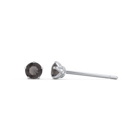Kids 5 Prong Birthstone Stud Earrings in 925 Sterling Silver with Smokey Quartz