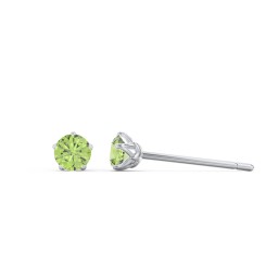 Kids 5 Prong Birthstone Stud Earrings in 925 Sterling Silver with Peridot