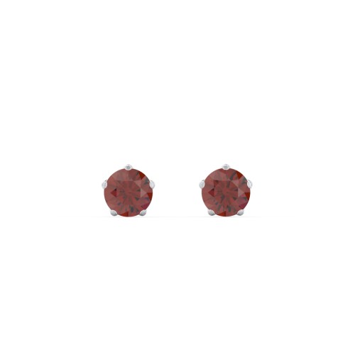 Kids 5 Prong Birthstone Stud Earrings – Sterling Silver with Garnet