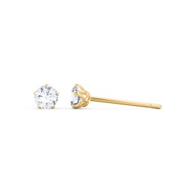 Kids 5 Prong Birthstone Stud Earrings in 10K Solid Yellow Gold with Diamond
