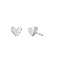Kids Folded Heart Stud Earrings with Gemstones