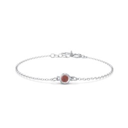 Kids and Baby Bezel Set Birthstone Bracelet in 925 Sterling Silver with Garnet